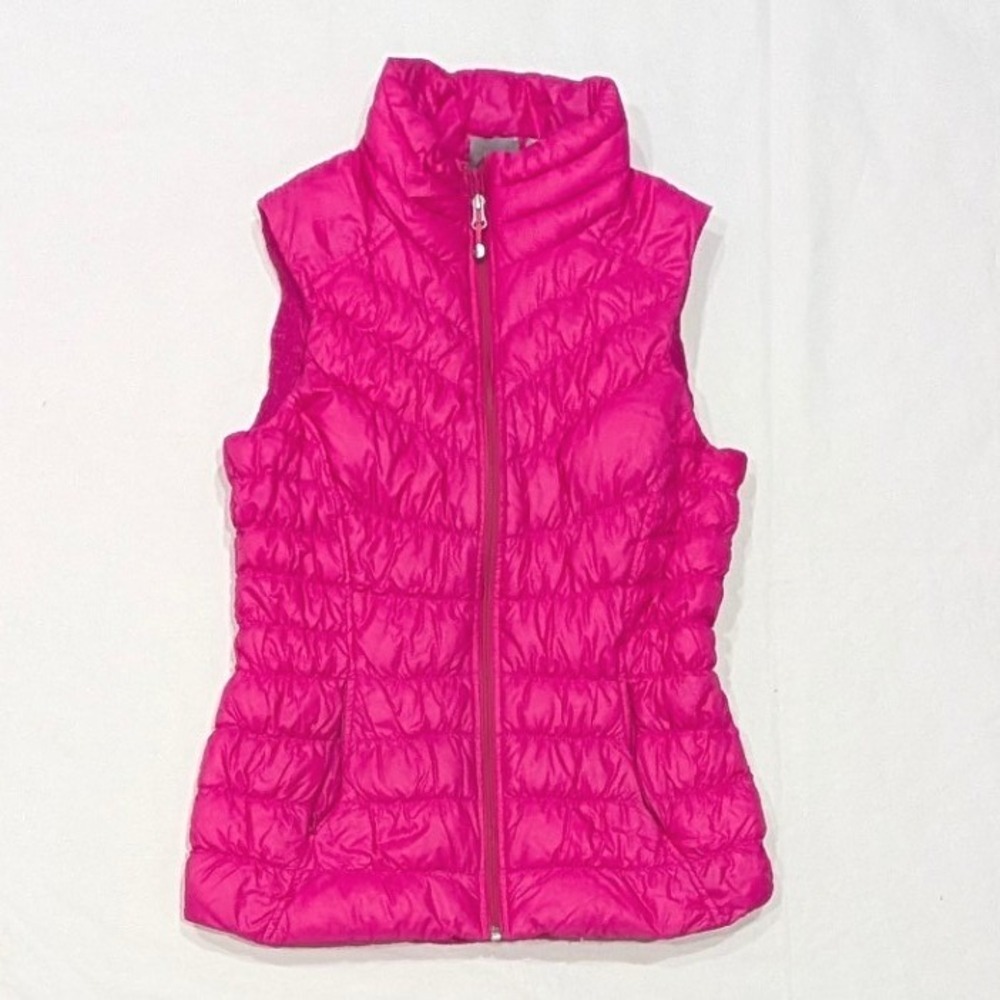 Athleta Magenta Pink Puffer Vest Womens Medium Full Zip Quilted Hiking S/138670